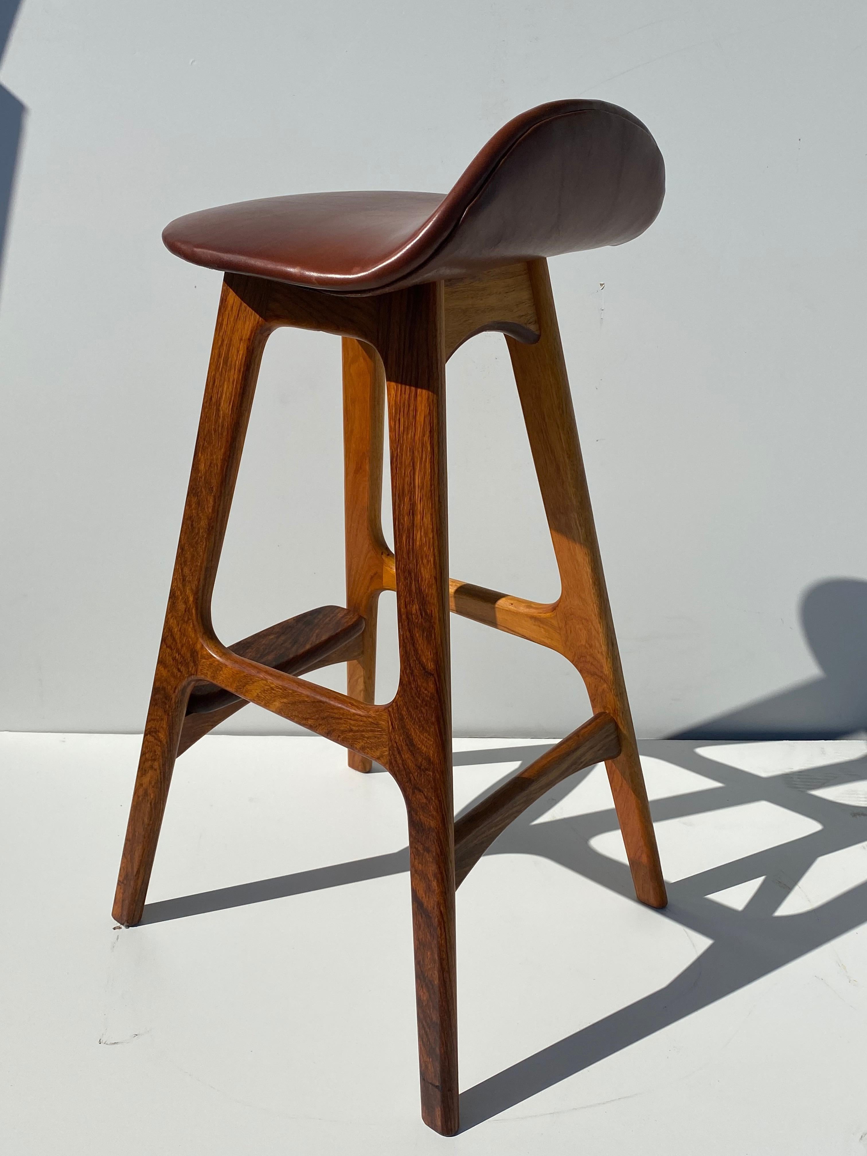 Erik Bach Teak Bar Stool In Good Condition In North Hollywood, CA