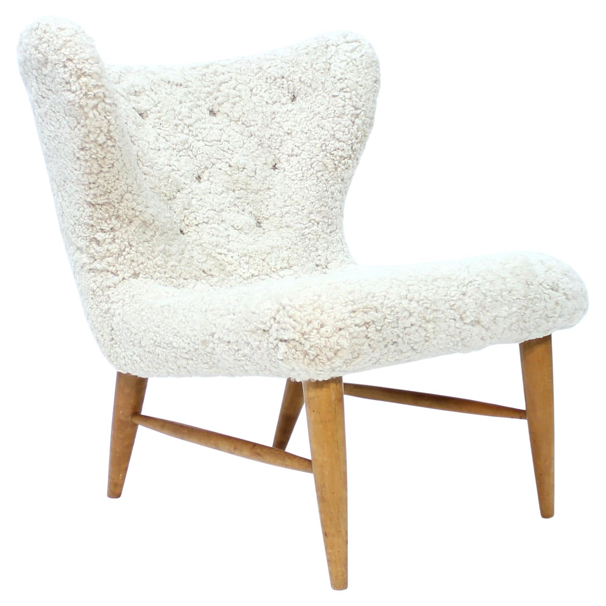 Erik Bertil Karlén, Swedish sheep skin lounge chair for Firma Rumsinteriör, 1940