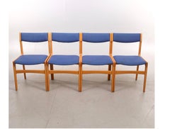 Erik Buch 1960er Esszimmerstühle, 8er-Set, Mid-Century Modern, Blau, 1960er Jahre