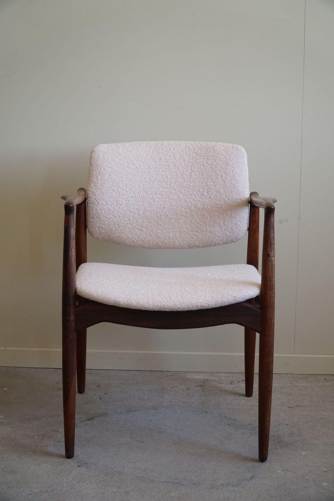 Erik Buch, Armchair in Rosewood & Bouclé, Captains Chair, Ørum Møbelfabrik, 1960 For Sale 6