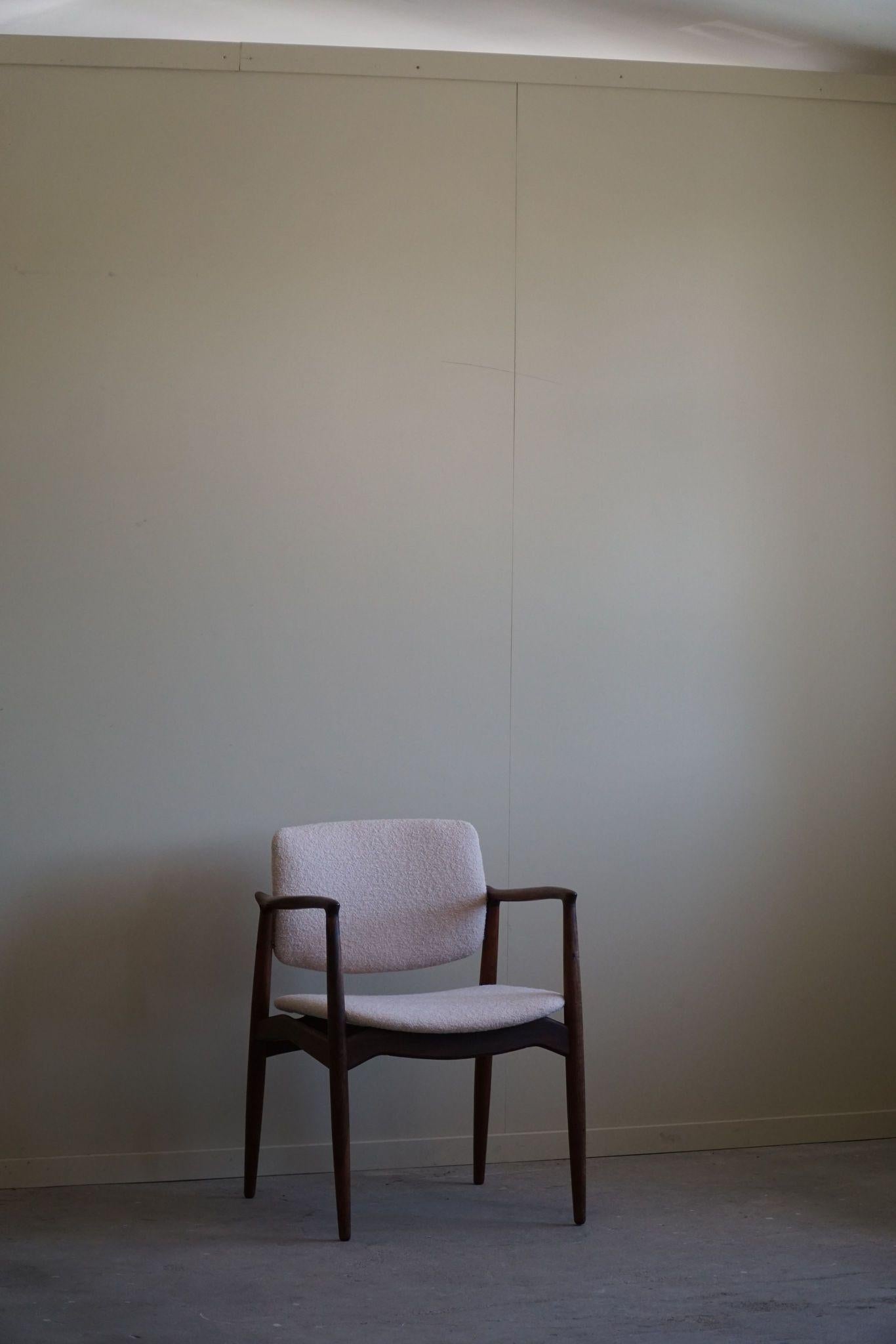 Erik Buch, Armchair in Rosewood & Bouclé, Captains Chair, Ørum Møbelfabrik, 1960 For Sale 8