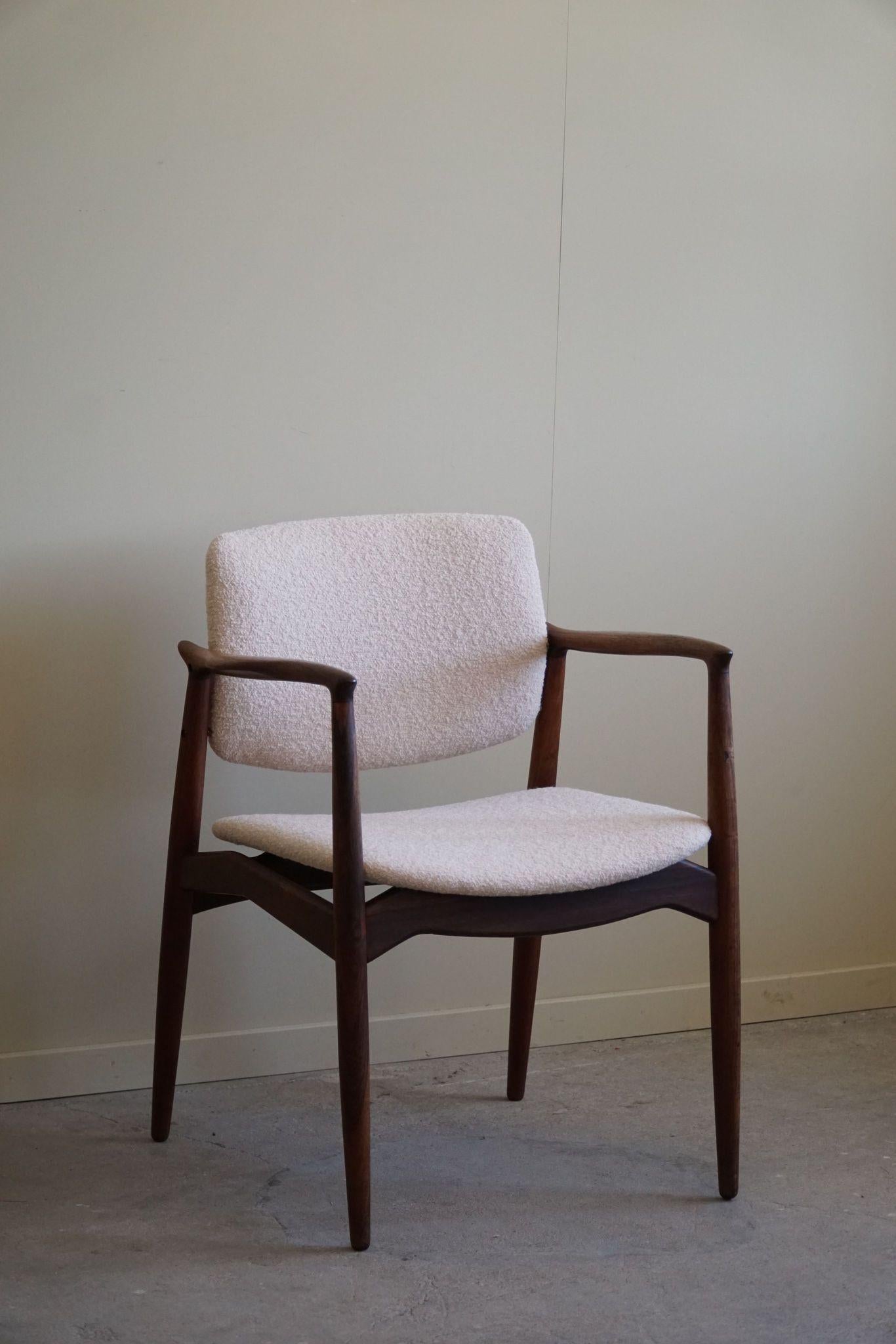 Erik Buch, Armchair in Rosewood & Bouclé, Captains Chair, Ørum Møbelfabrik, 1960 For Sale 9