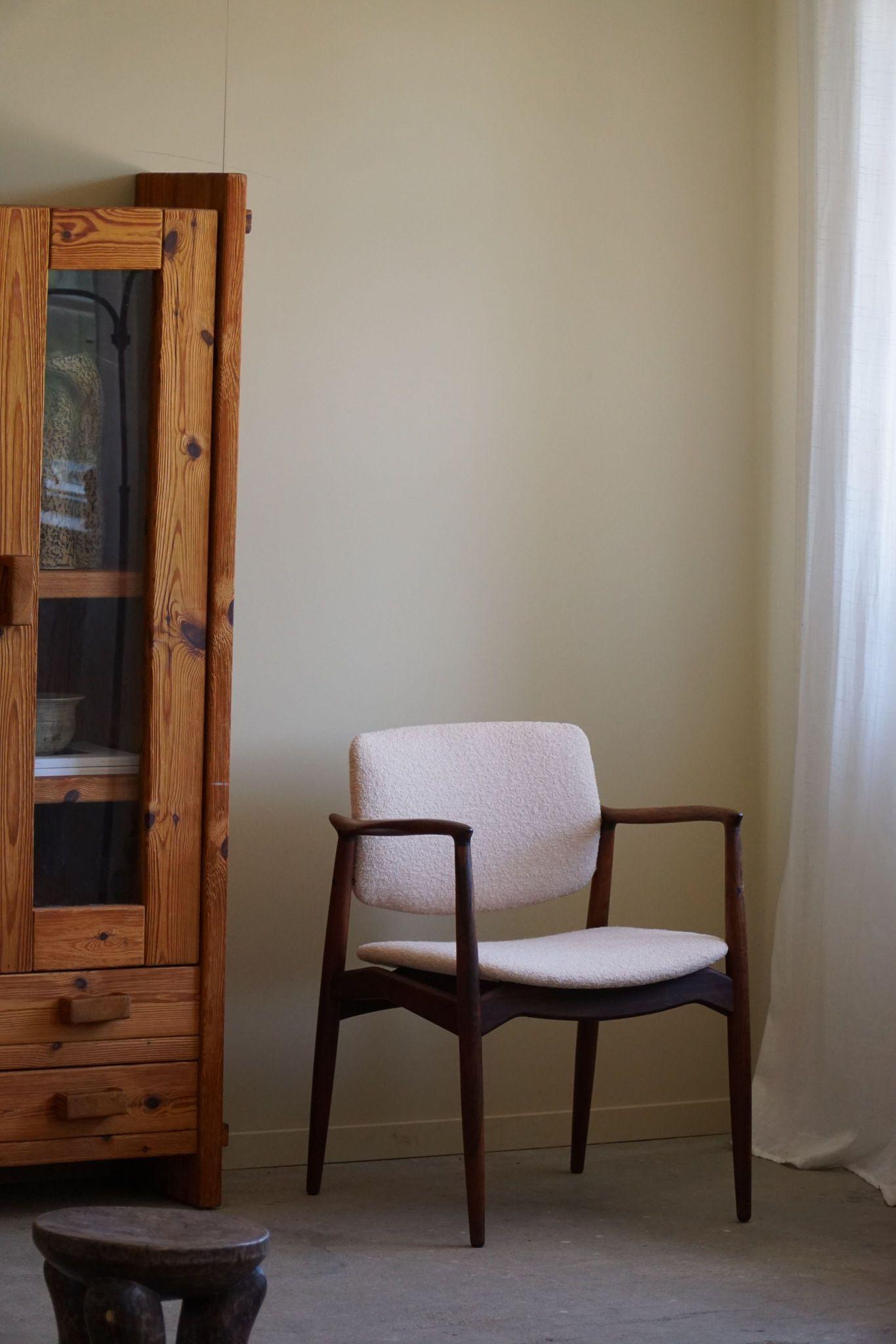 Erik Buch, Armchair in Rosewood & Bouclé, Captains Chair, Ørum Møbelfabrik, 1960 For Sale 10