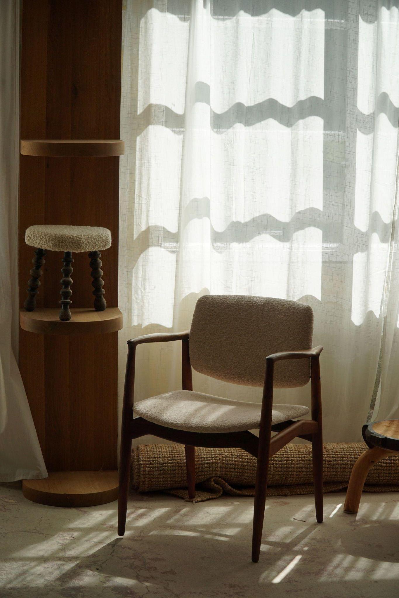 20th Century Erik Buch, Armchair in Rosewood & Bouclé, Captains Chair, Ørum Møbelfabrik, 1960 For Sale