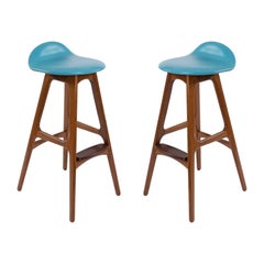 Erik Buch Bar Stools in Leather, Rosewood & Teak