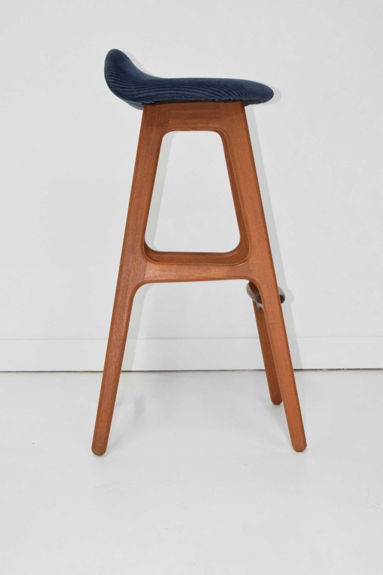 Upholstery Erik Buch Bar Stools in Teak