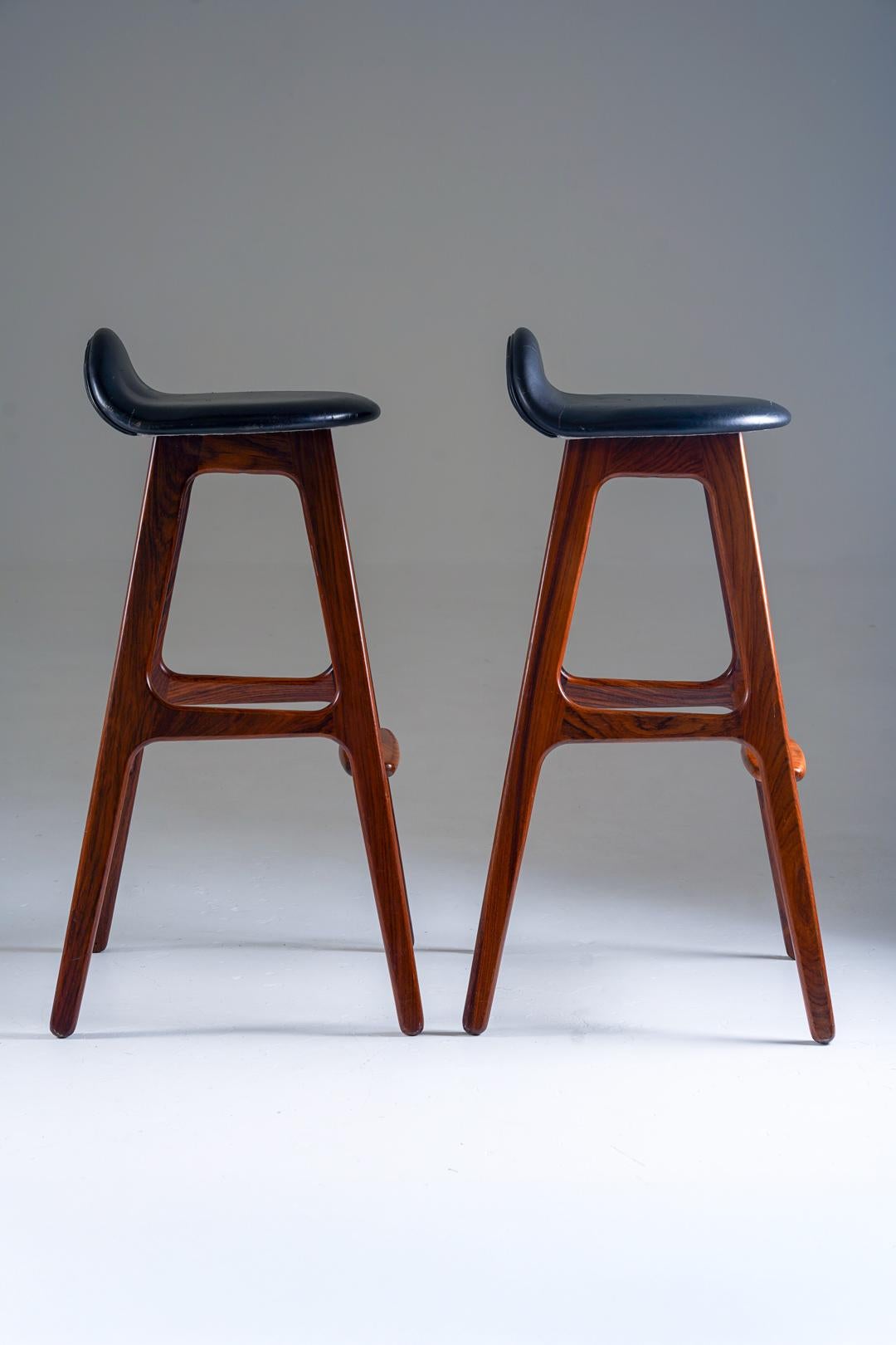 Mid-Century Modern Erik Buch Bar Stools Model OD-61 for Odense Møbelfabrik, Denmark, 1960s For Sale