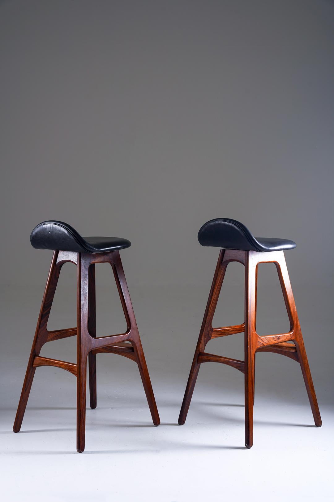 Danish Erik Buch Bar Stools Model OD-61 for Odense Møbelfabrik, Denmark, 1960s For Sale