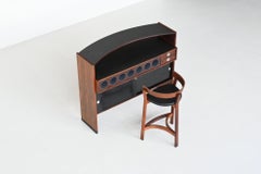 Erik Buch boomerang dry bar and stool rosewood Dyrlund Denmark 1960