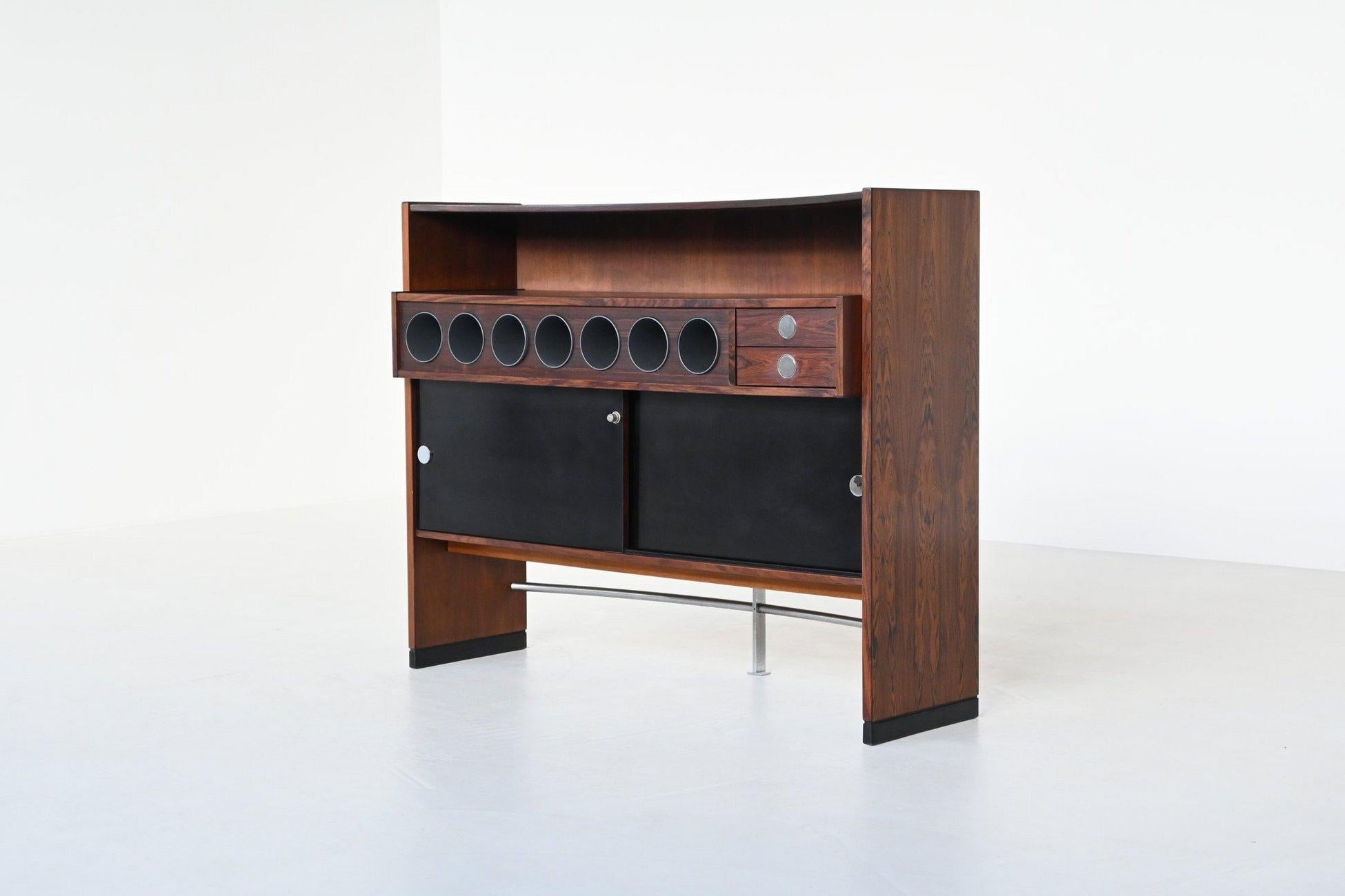 Erik Buch boomerang dry bar set in rosewood Dyrlund Denmark 1960 1