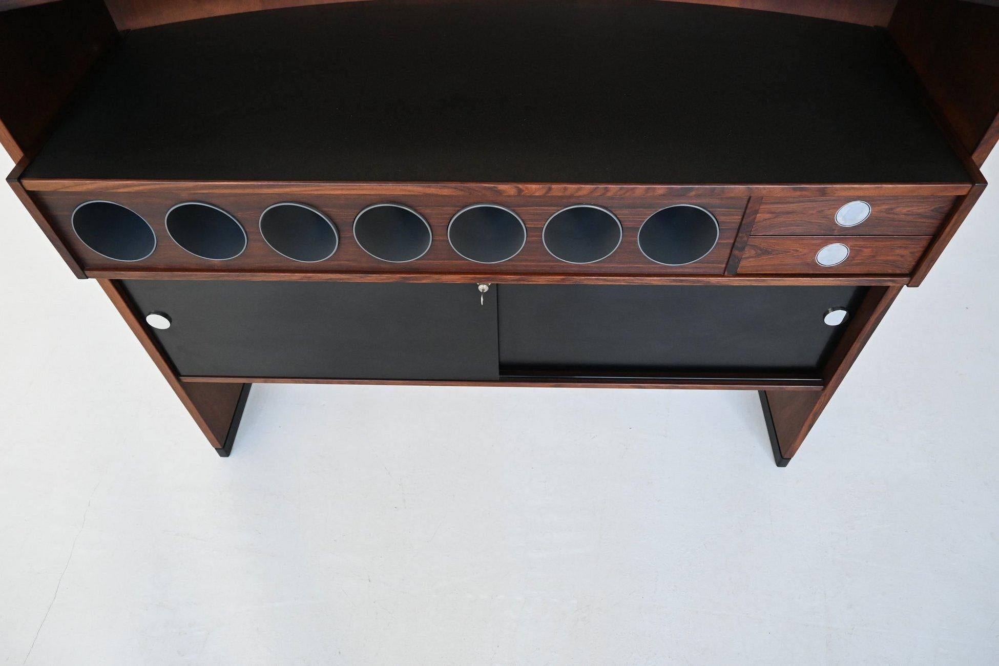 Erik Buch boomerang dry bar set in rosewood Dyrlund Denmark 1960 2