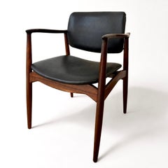 Erik Buch Captain Armchair, palisander & Leather, Mid-Century, 1950s