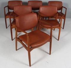 Erik Buch 'Captains' Armchairs in Teak and full grain anilin leather