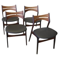 Vintage  Erik Buch chair model 310 in rosewood and leather, set of four