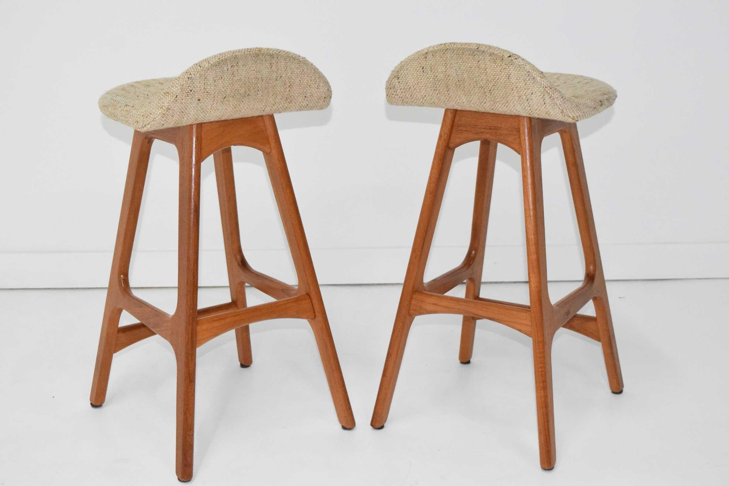 20th Century Erik Buch Counter Height Bar Stools in Teak