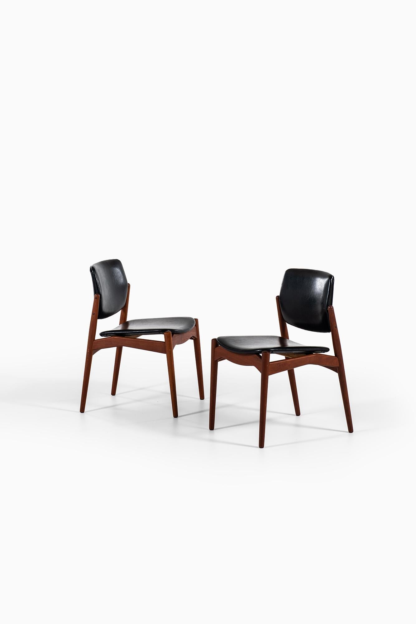 Faux Leather Erik Buch Dining Chairs Model Captain by Ørum Møbelsnedkeri in Denmark