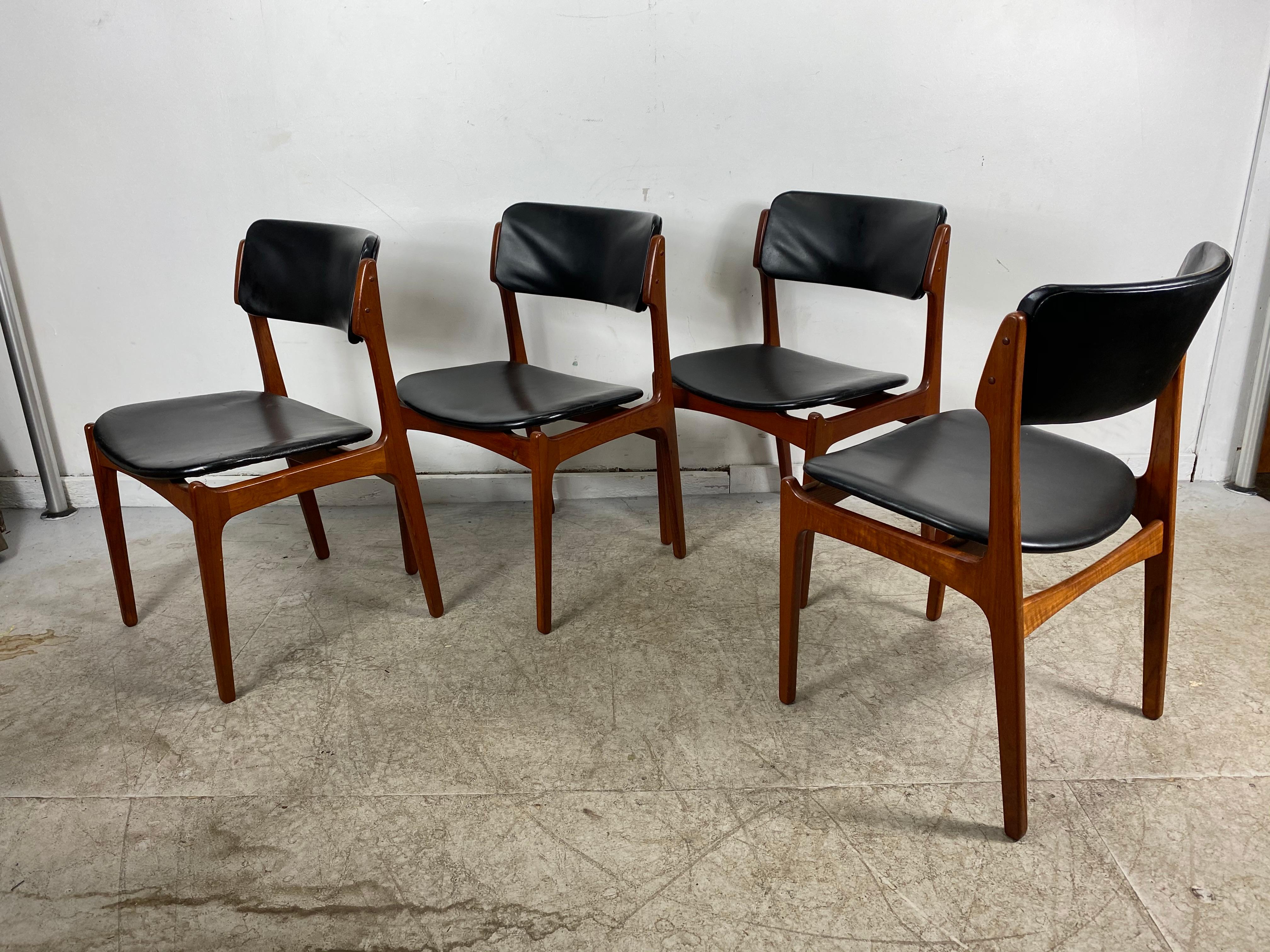 Leather Erik Buch Dining Chairs Model OD-49 by Oddense Maskinsnedkeri in Denmark For Sale
