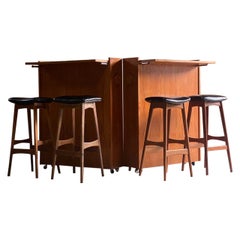 Erik Buch Drinks Bar and Barstools by Johannes Andersen, Circa 1960