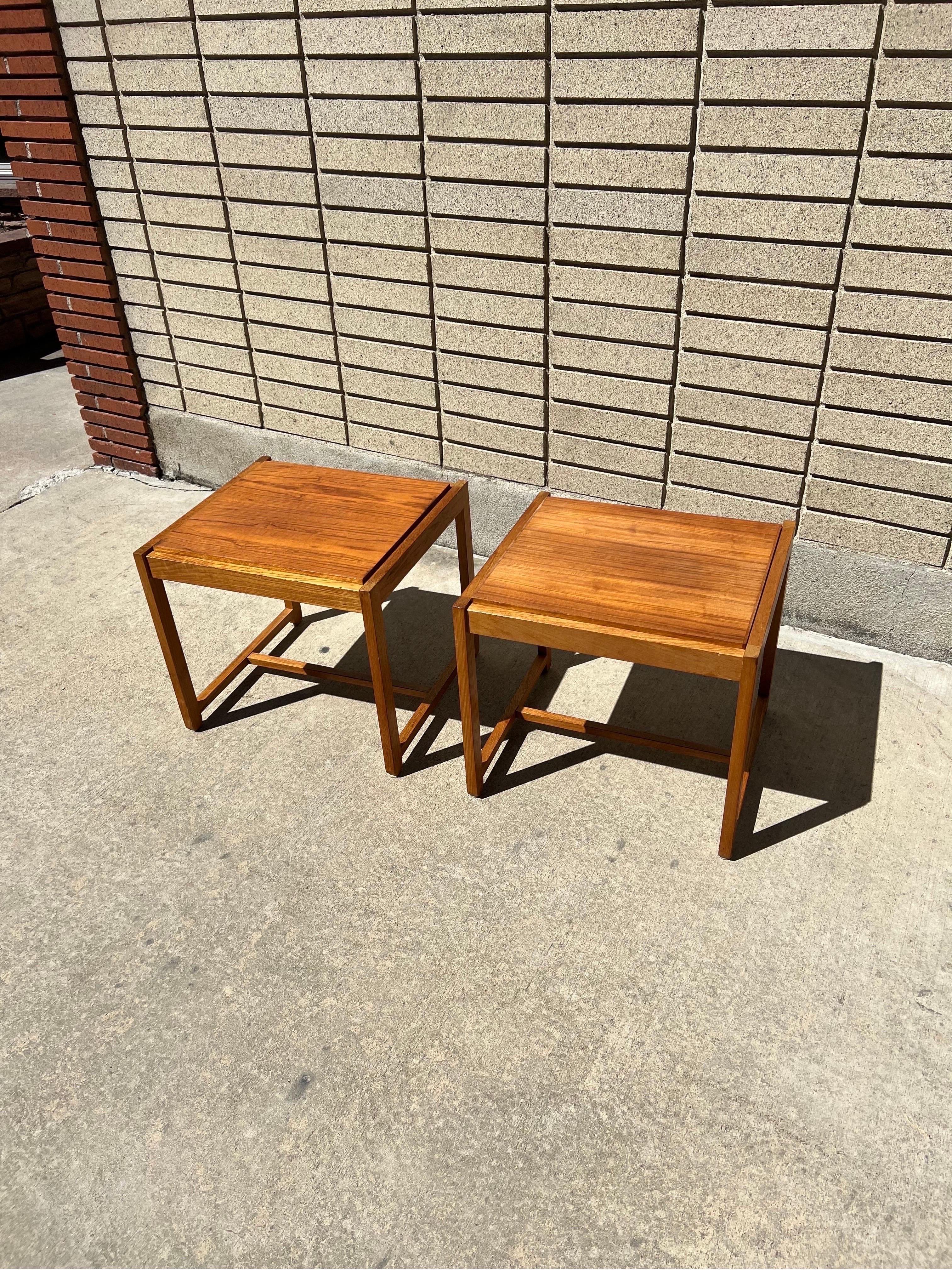 Erik Buch Flip Top Teak set of Stools / Side Tables for O.D. Mobler Denmark In Good Condition In Boise, ID