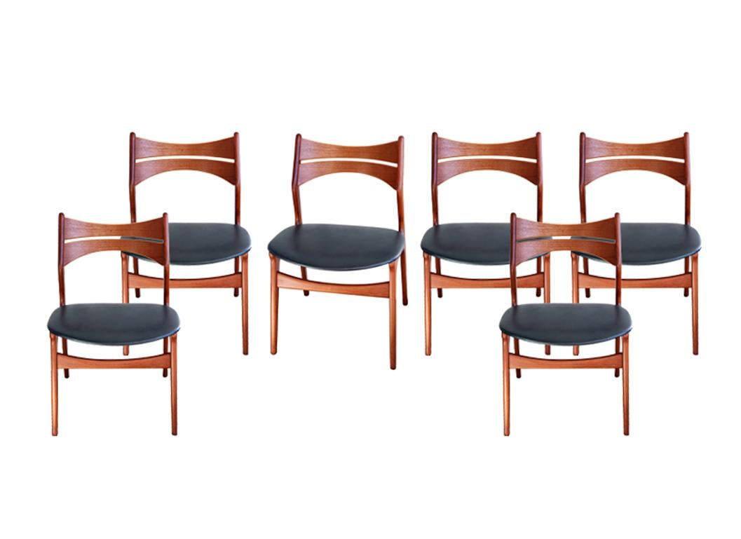 Set of 6 Dining Chairs

These chairs are from a consigned estate on the north shore of Long Island gold coast. In very good original owner, preowned condition from the 1960s. Designed by Erik Buch for Christian Christiansen. Warm toned solid teak