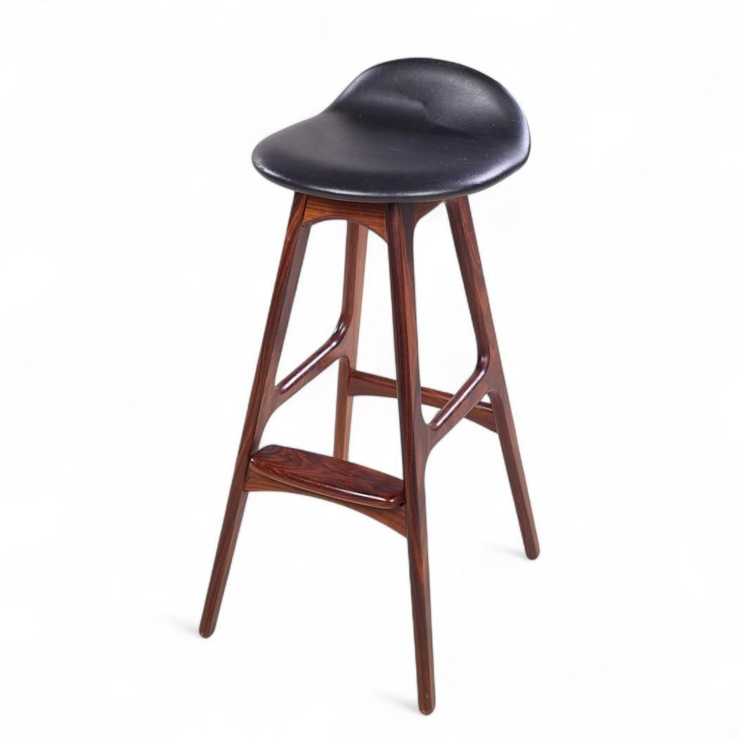Erik Buch pour Oddense Møbler OD-61 Tabourets de bar danois en bois de rose - Lot de 4 en vente 3