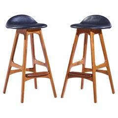 Erik Buch Mid Century Danish Teak Bar Stools - Pair
