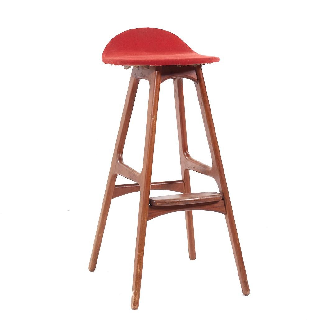 Erik Buch Mid Century Danish Teak Bar Stools - Set of 4 In Good Condition For Sale In Countryside, IL