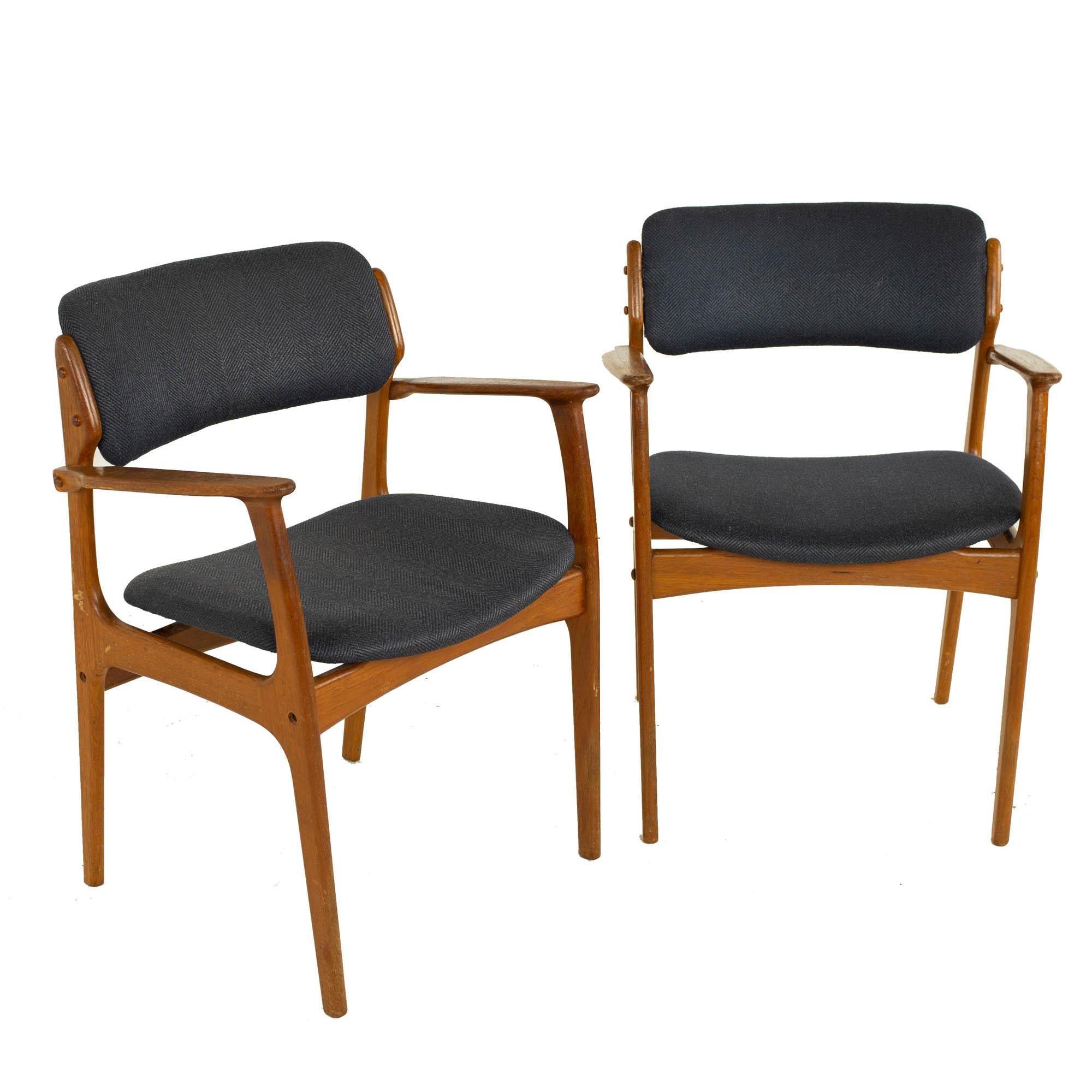 Erik Buch Mid Century Danish Teak Dining Chairs, Set of 6 1