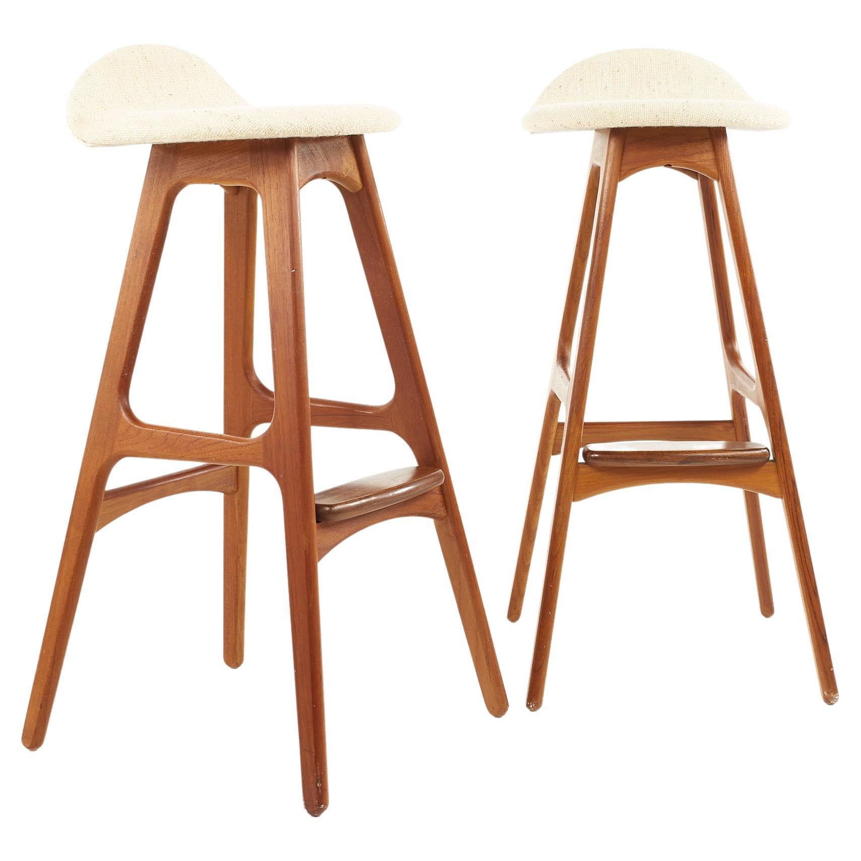 Pair of Vintage Danish Teak Bar Stools by Eric Buck at 1stDibs