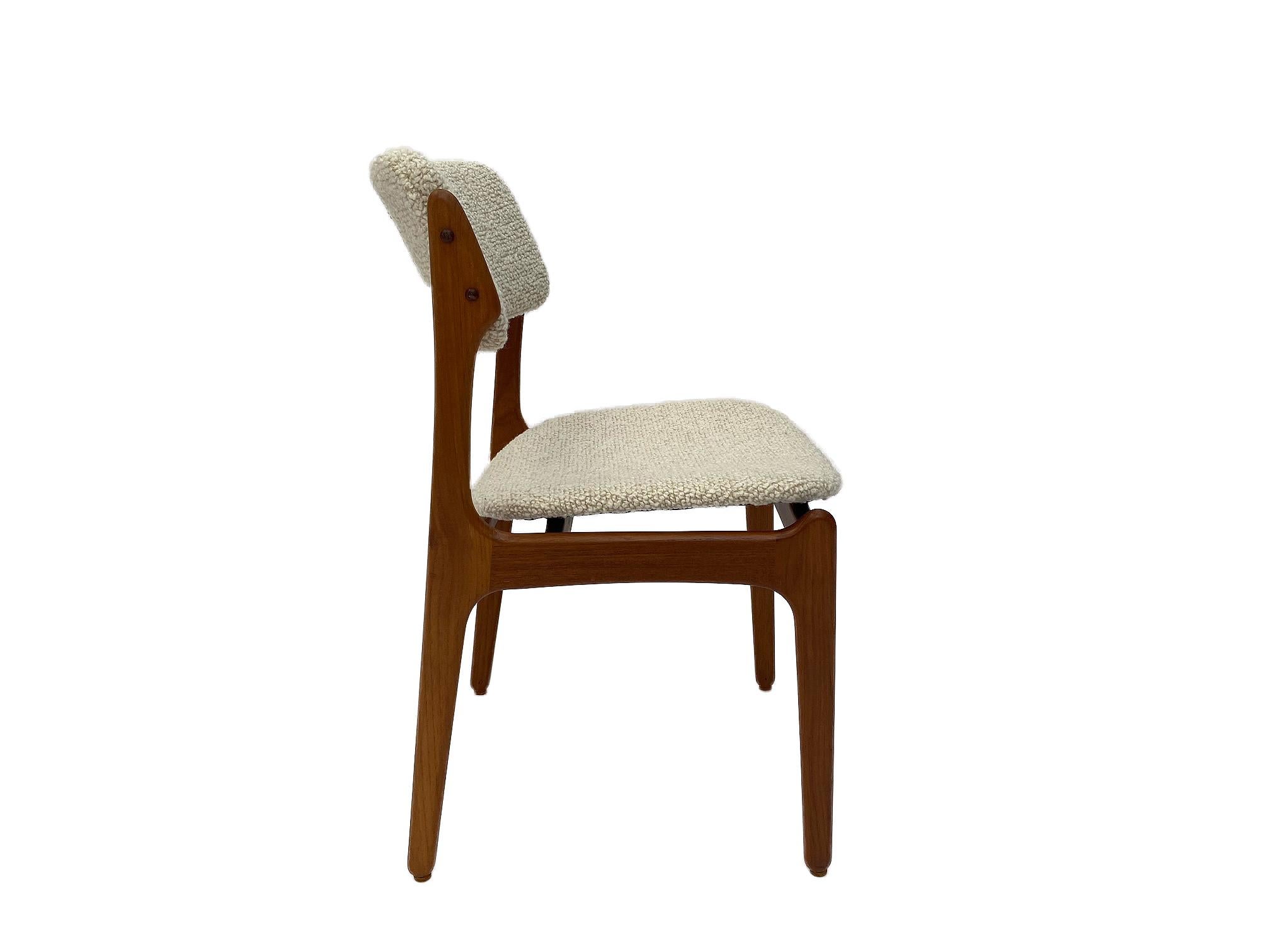 Erik Buch Model 49 Teak and Cream Boucle Desk Chair, Denmark, 1960s 6