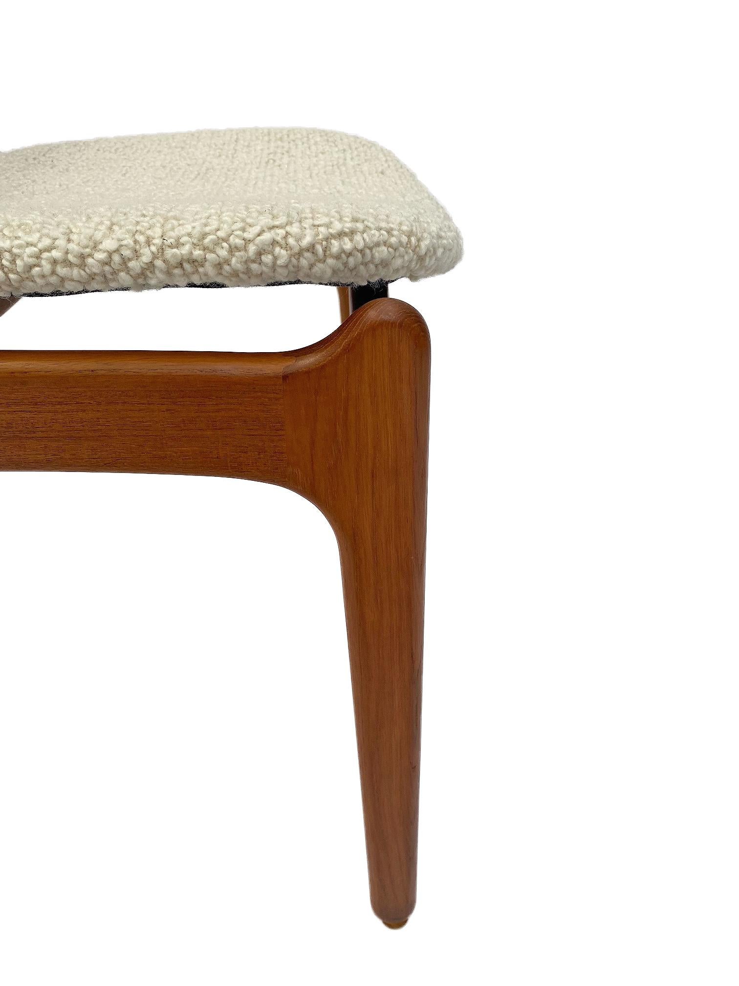 Erik Buch Model 49 Teak and Cream Boucle Desk Chair, Denmark, 1960s 8