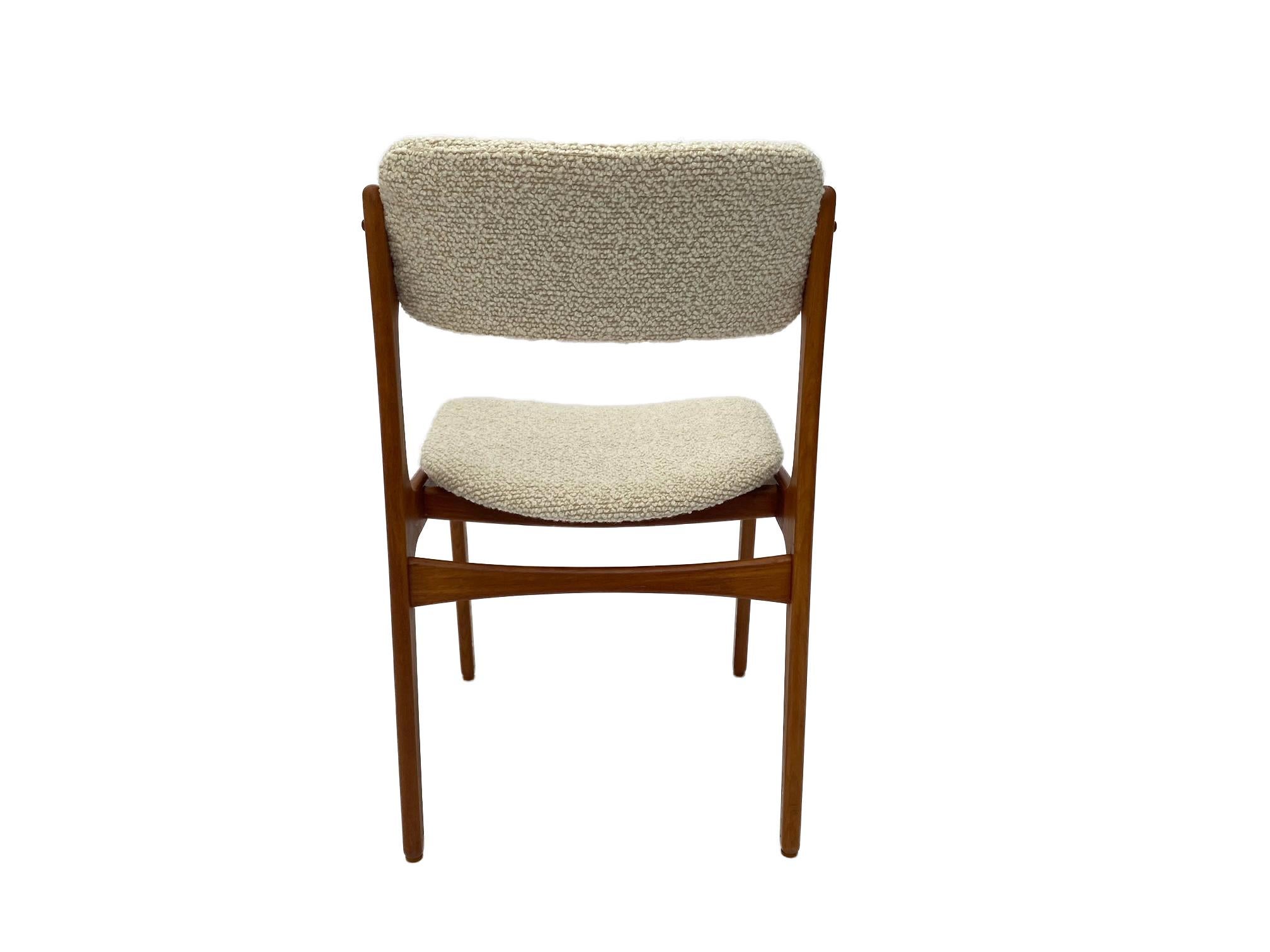 Danish Erik Buch Model 49 Teak and Cream Boucle Desk Chair, Denmark, 1960s