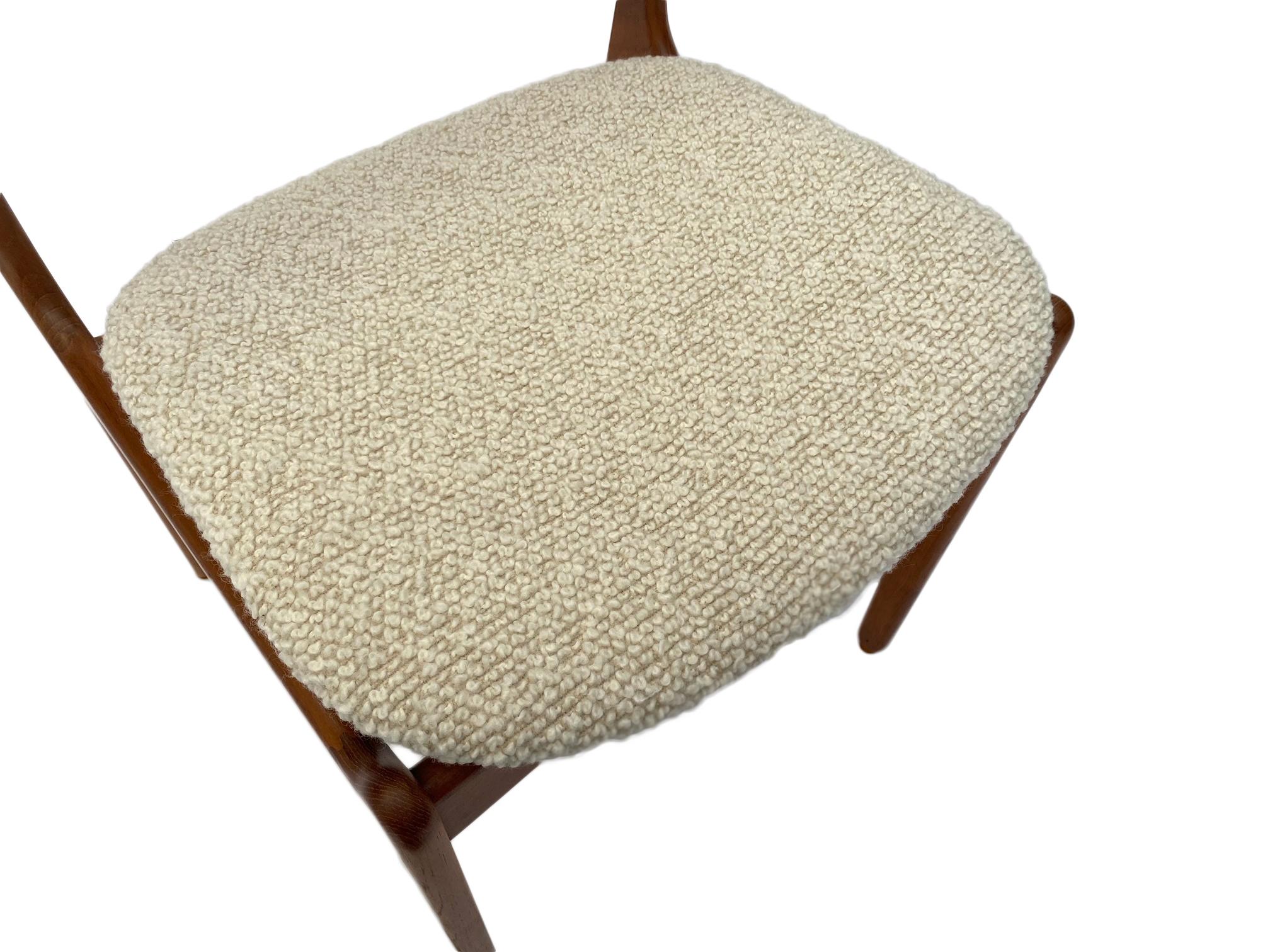 Wool Erik Buch Model 49 Teak and Cream Boucle Desk Chair, Denmark, 1960s