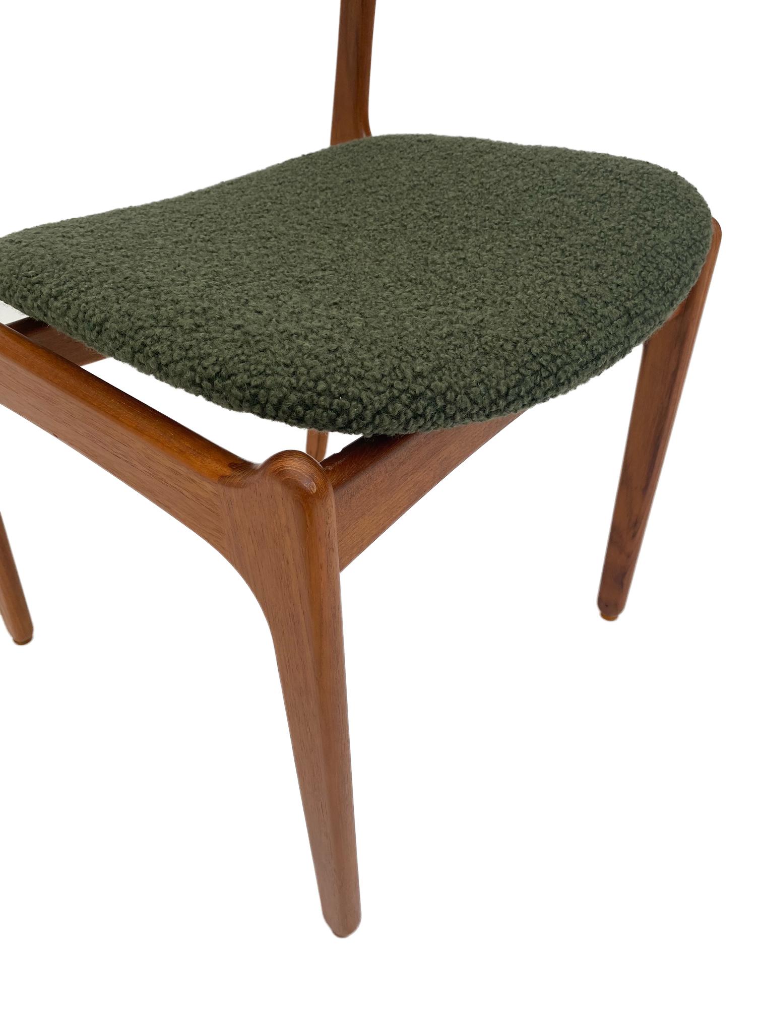 Erik Buch Model 49 Teak and Green Boucle Desk Chair. Denmark, 1960s 5
