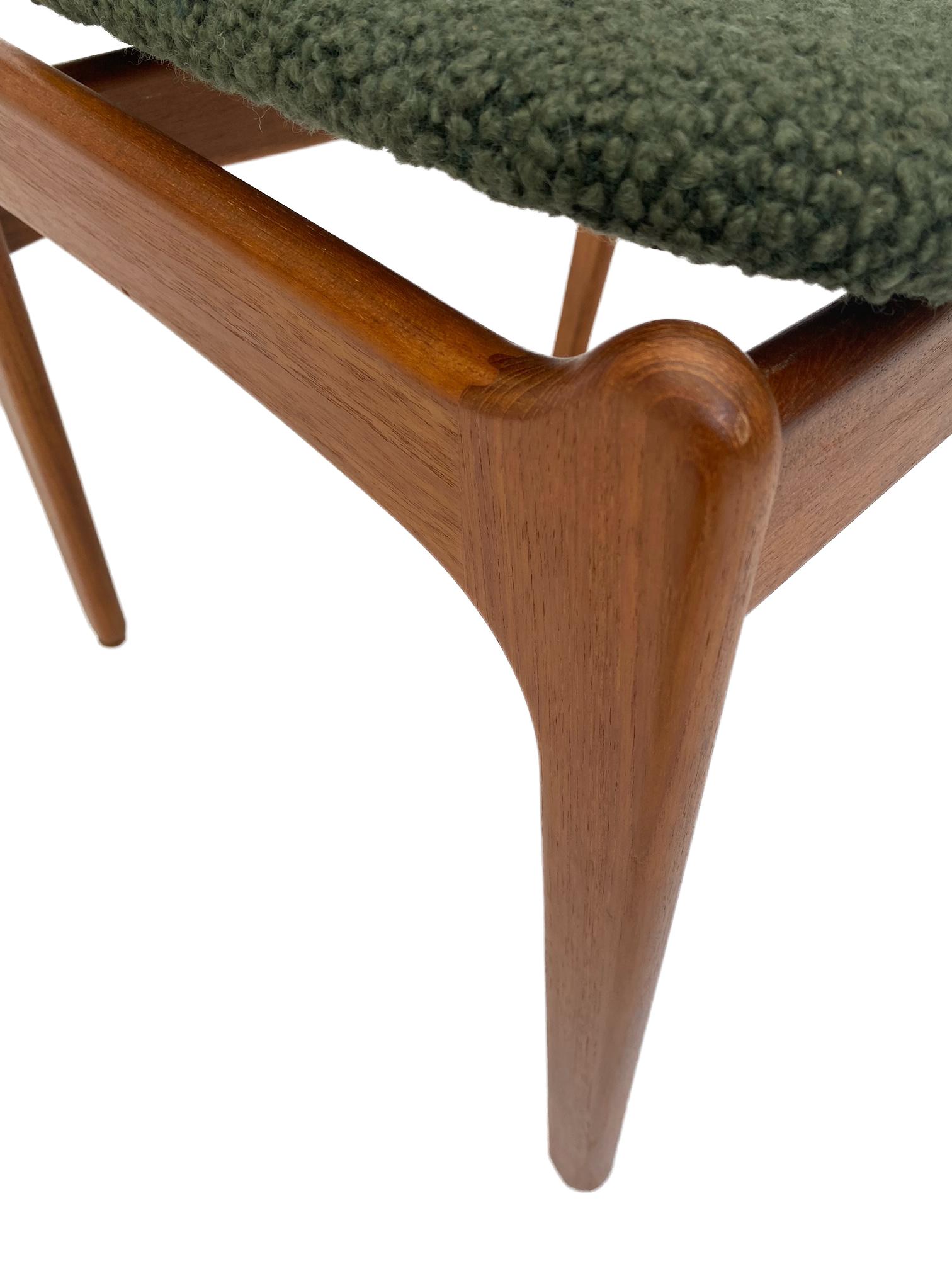 Erik Buch Model 49 Teak and Green Boucle Desk Chair. Denmark, 1960s 6