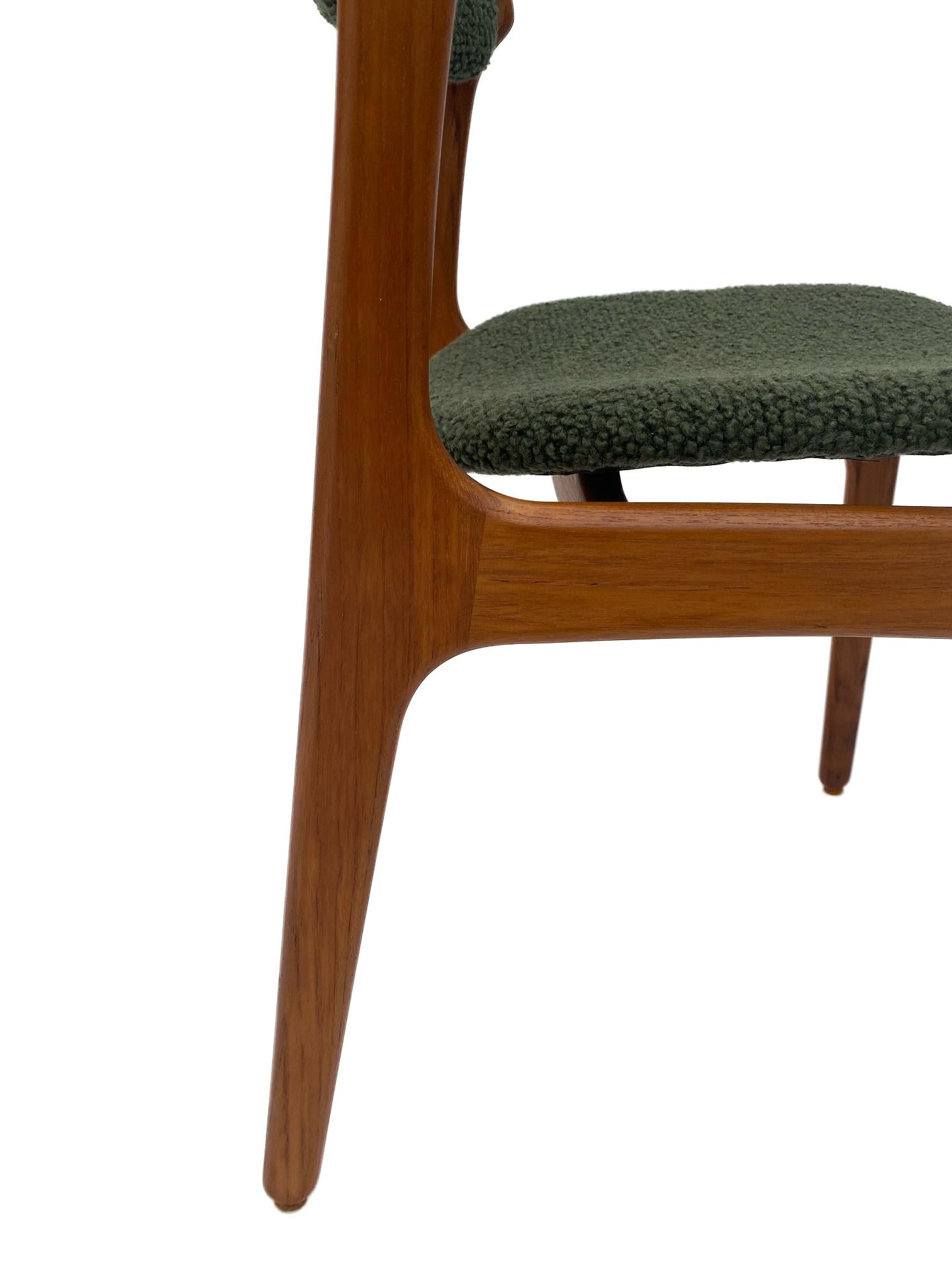Erik Buch Model 49 Teak and Green Boucle Desk Chair. Denmark, 1960s 11