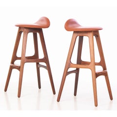 Erik Buch rosewood and leather barstools model OD-61. Denmark 1960s