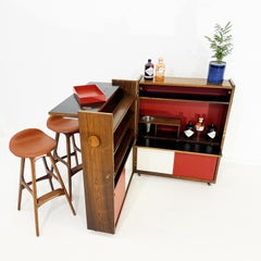 Erik Buch rosewood bar set with bar and two barstools. Denamrk 1960s. Rare set