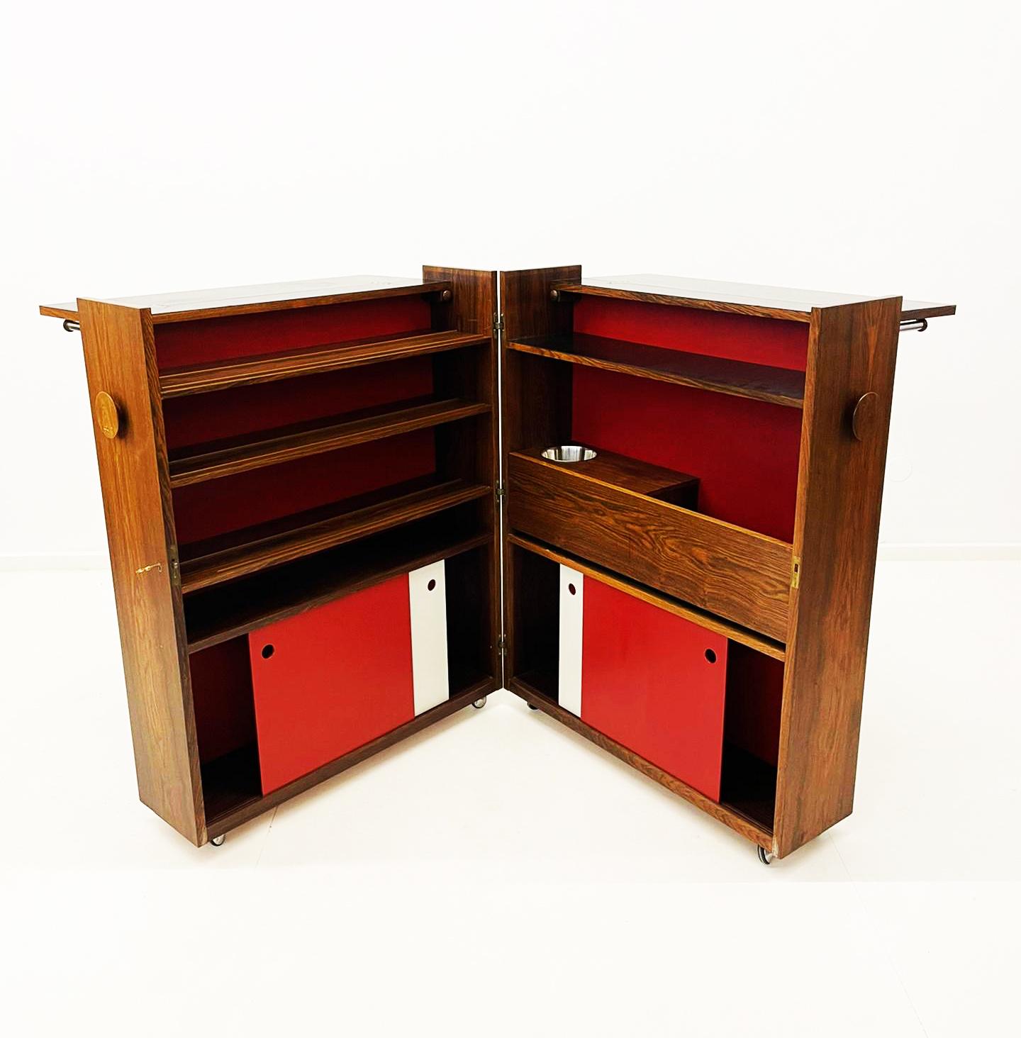 Erik Buch rosewood foldable bar. Denamrk 1960s For Sale 2