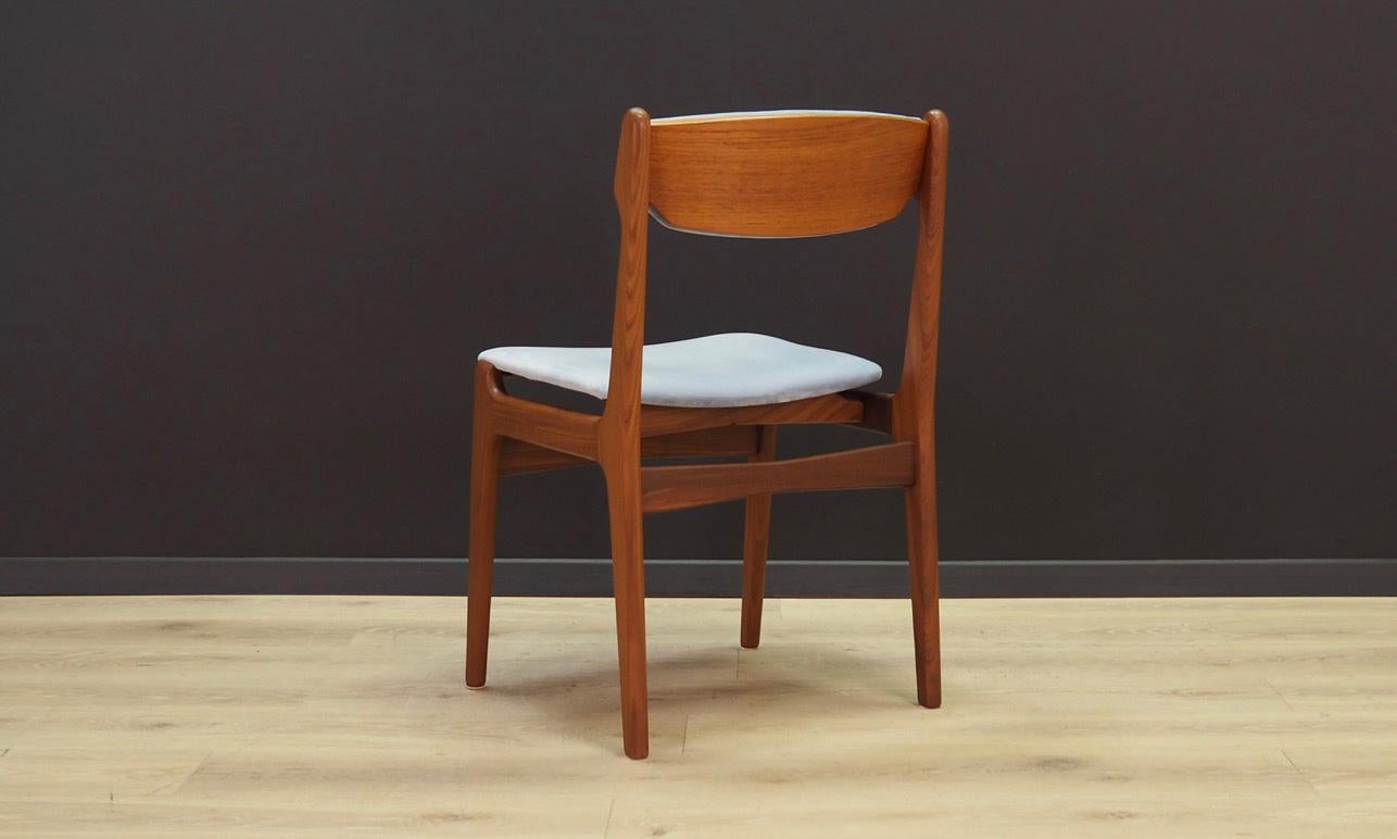 Erik Buch Set of 6 Teak Gray Chairs Danish Design, 1960s 4