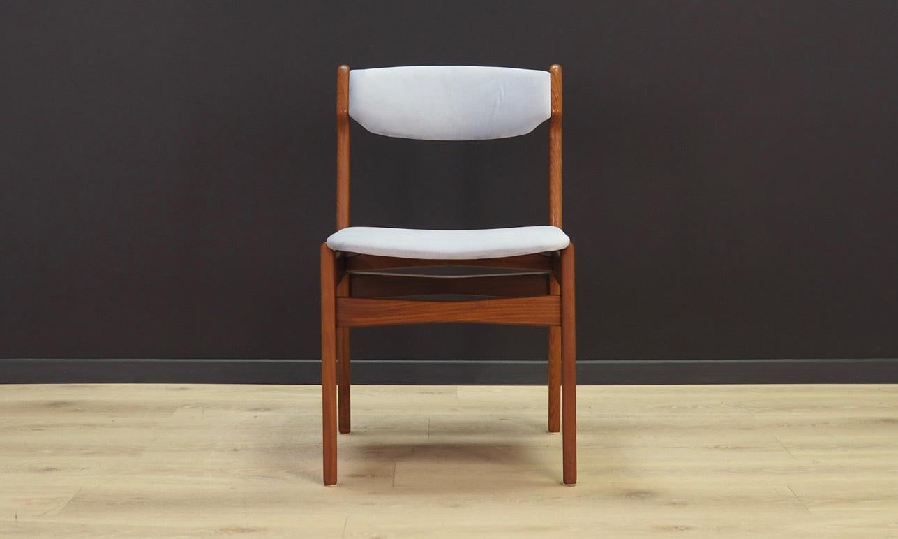 A set of six chairs from the 1960s-1970s - these, minimalist form was designed by Erik Buch. The upholstery was replaced by a new teak construction. Maintained in good condition (minor scratches and upholstery on the wooden structure) - directly to