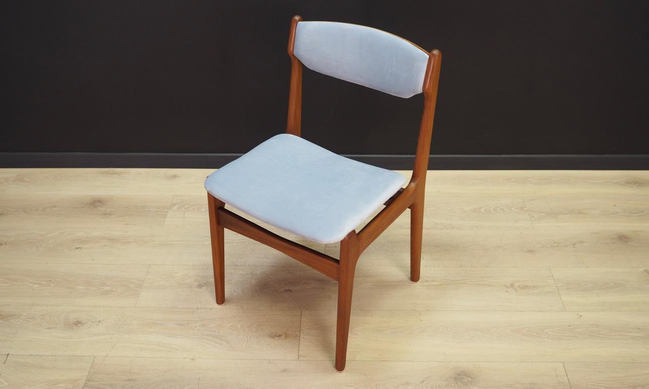 Erik Buch Set of 6 Teak Gray Chairs Danish Design, 1960s In Good Condition In Szczecin, Zachodniopomorskie