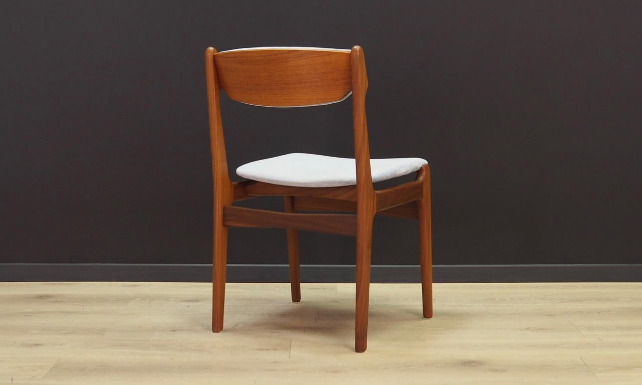 Velvet Erik Buch Set of 6 Teak Gray Chairs Danish Design, 1960s