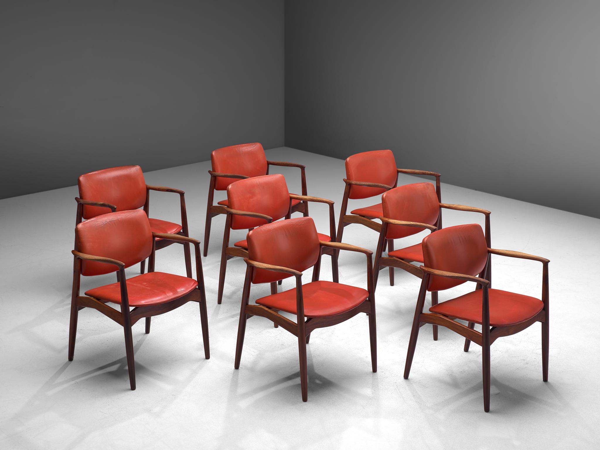 Scandinavian Modern Erik Buch Set of Eight Rosewood Chairs