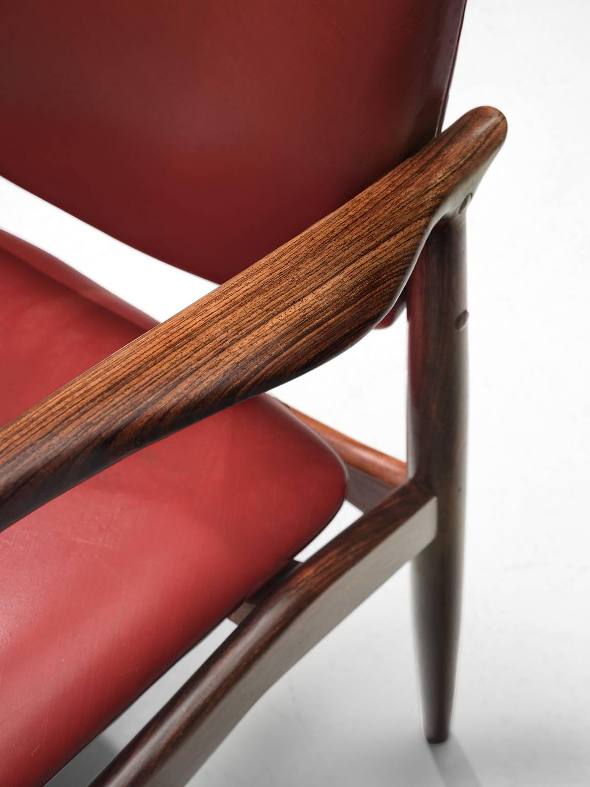 Leather Erik Buch Set of Eight Rosewood Chairs