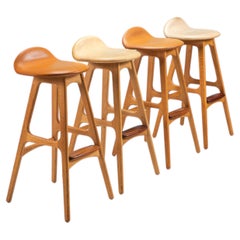 Erik Buch set of four “OD61” bar stools Oddense Mobler Denmark 1965