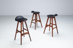 Erik Buch set of three “OD61” bar stools In rosewood Oddense Denmark 1965