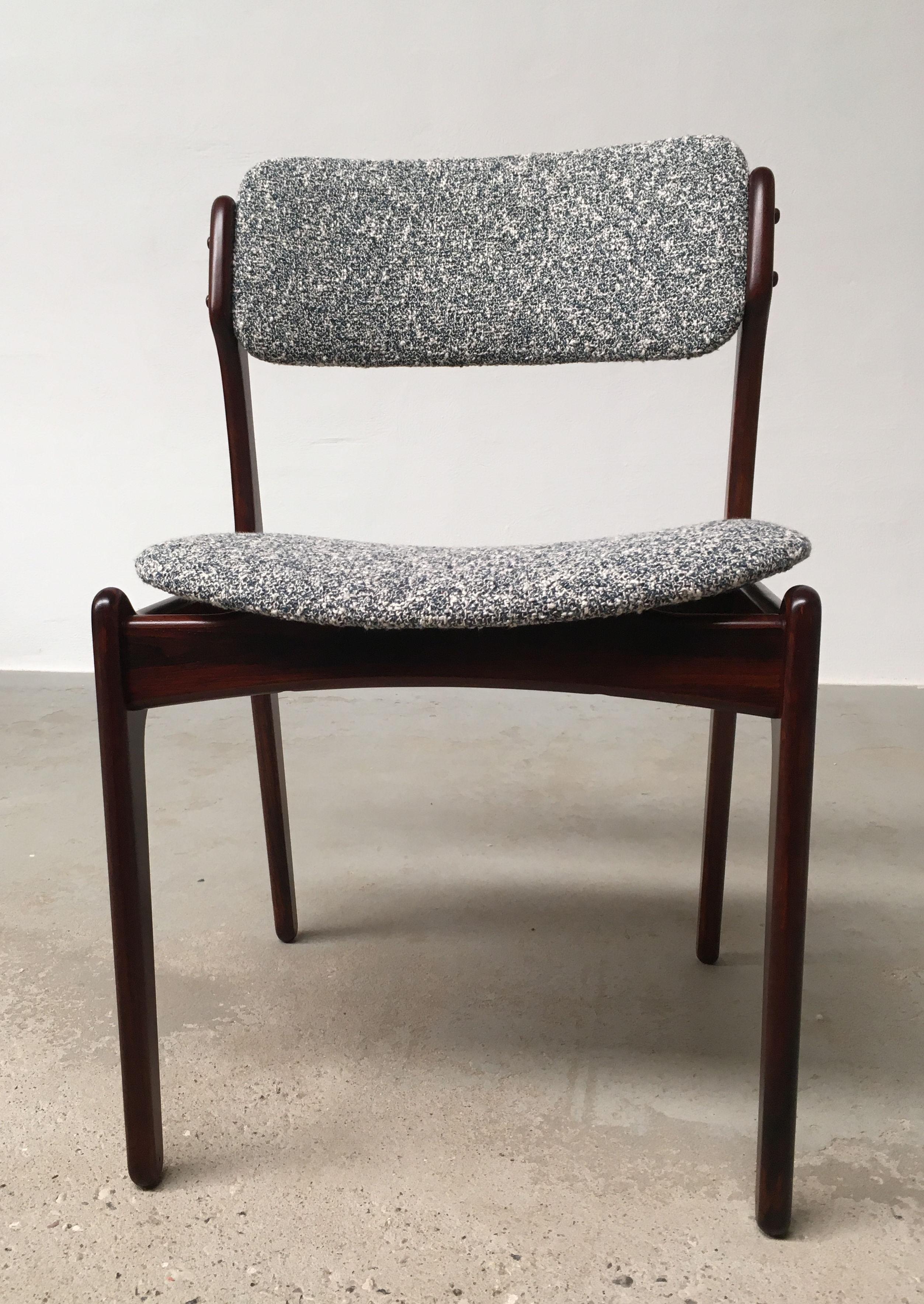 Scandinavian Modern Erik Buch Set of Twelve Restored Rosewood Dining Chairs Inc Custom Upholstery