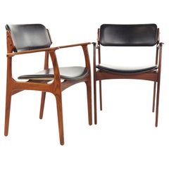 Erik Buch Style Mid Century Rosewood Captains Armchairs, a Pair