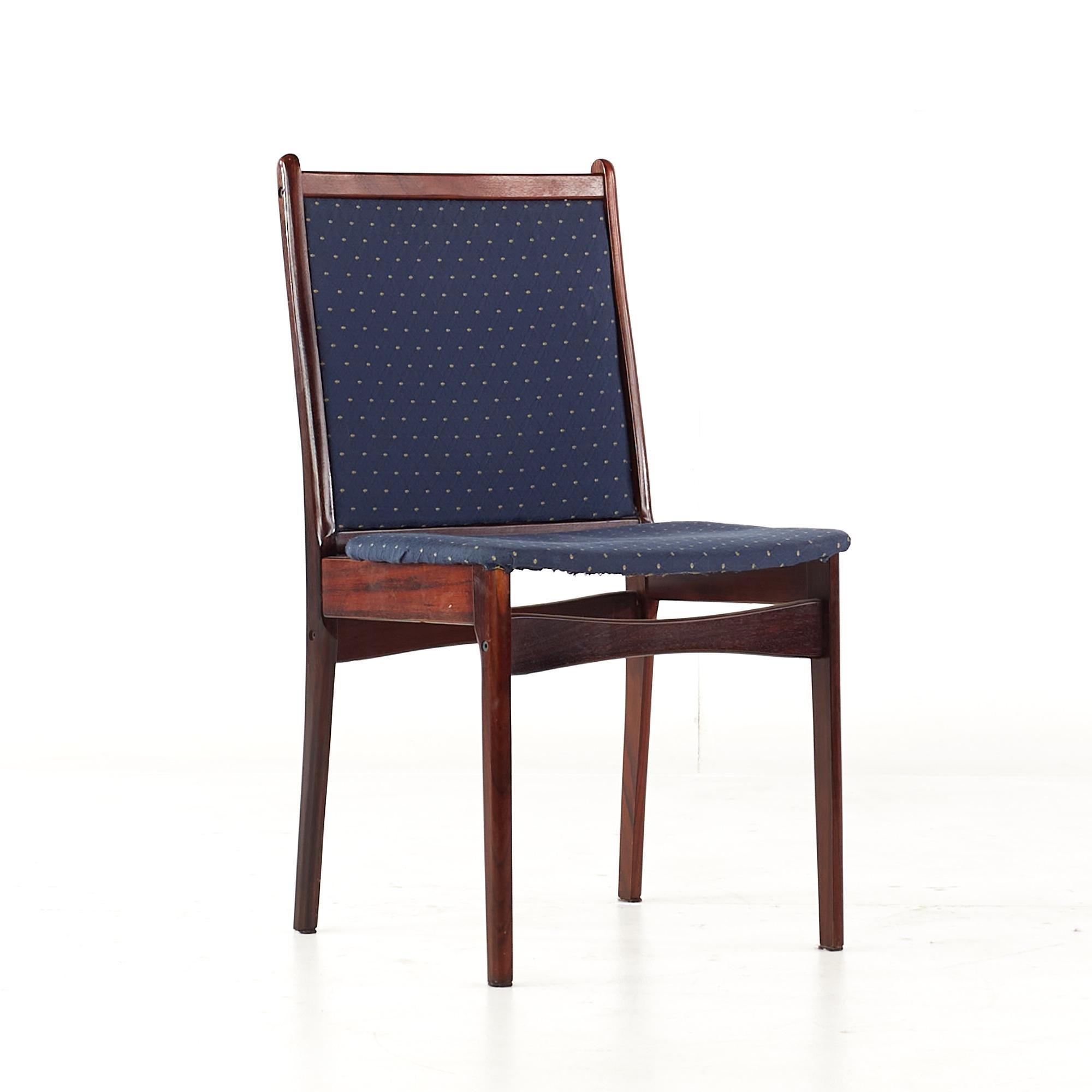 American Erik Buch Style Mid Century Rosewood Dining Chairs, Set of 8 For Sale